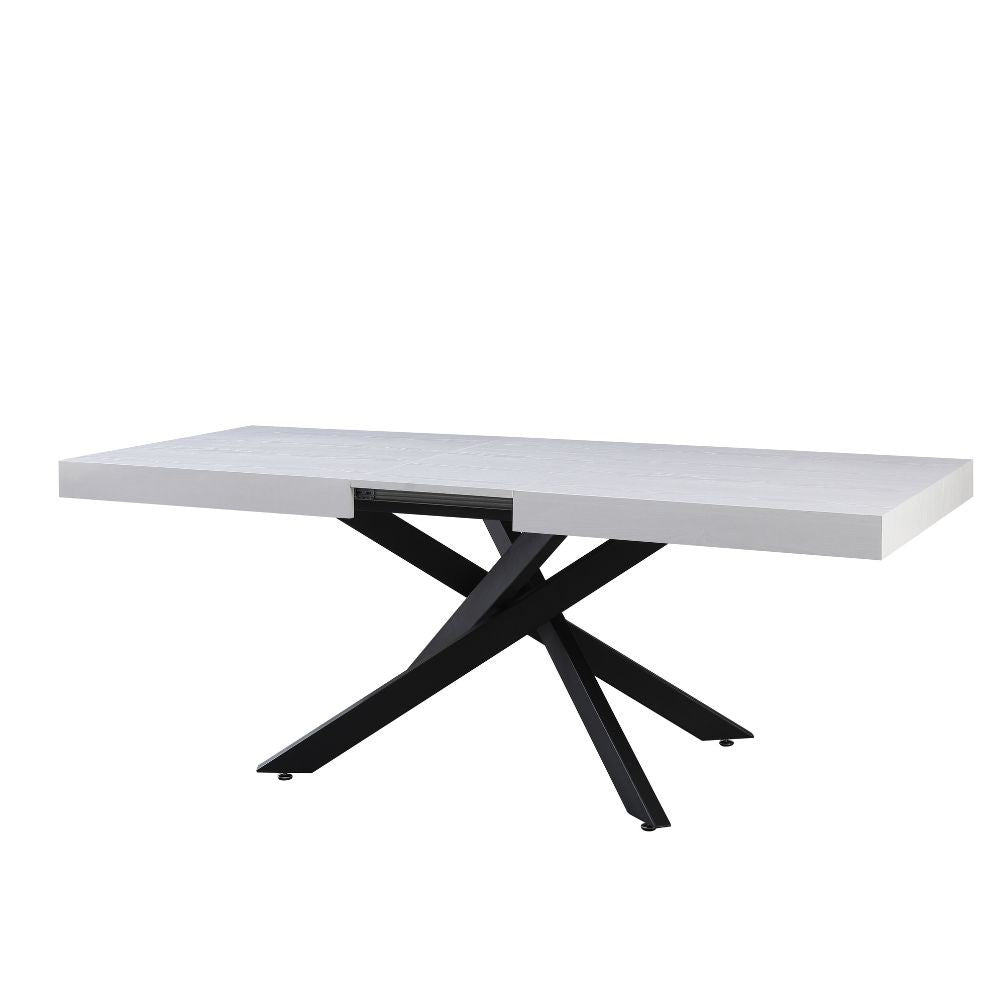 Tavolo Belinda allungabile piano colore bianco perla e struttura colore nero