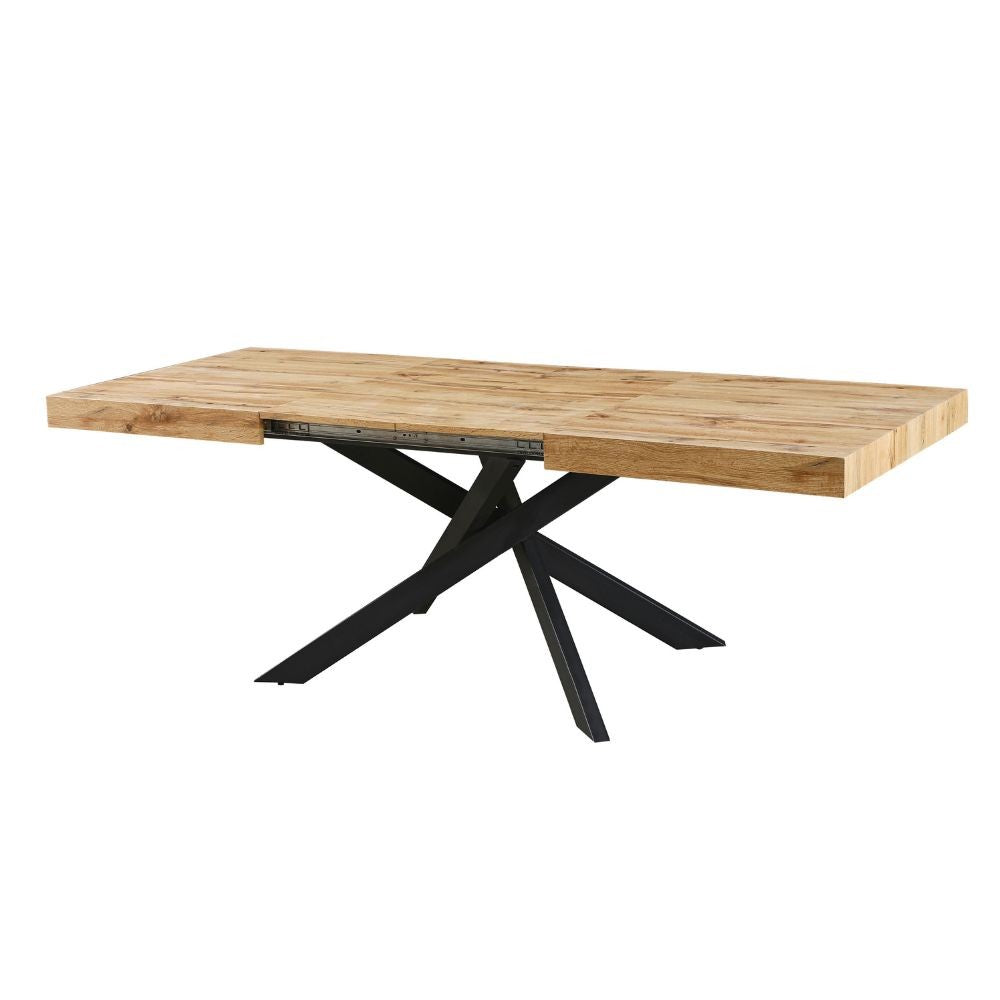 Tavolo Belinda allungabile piano colore rovere e struttura colore nero