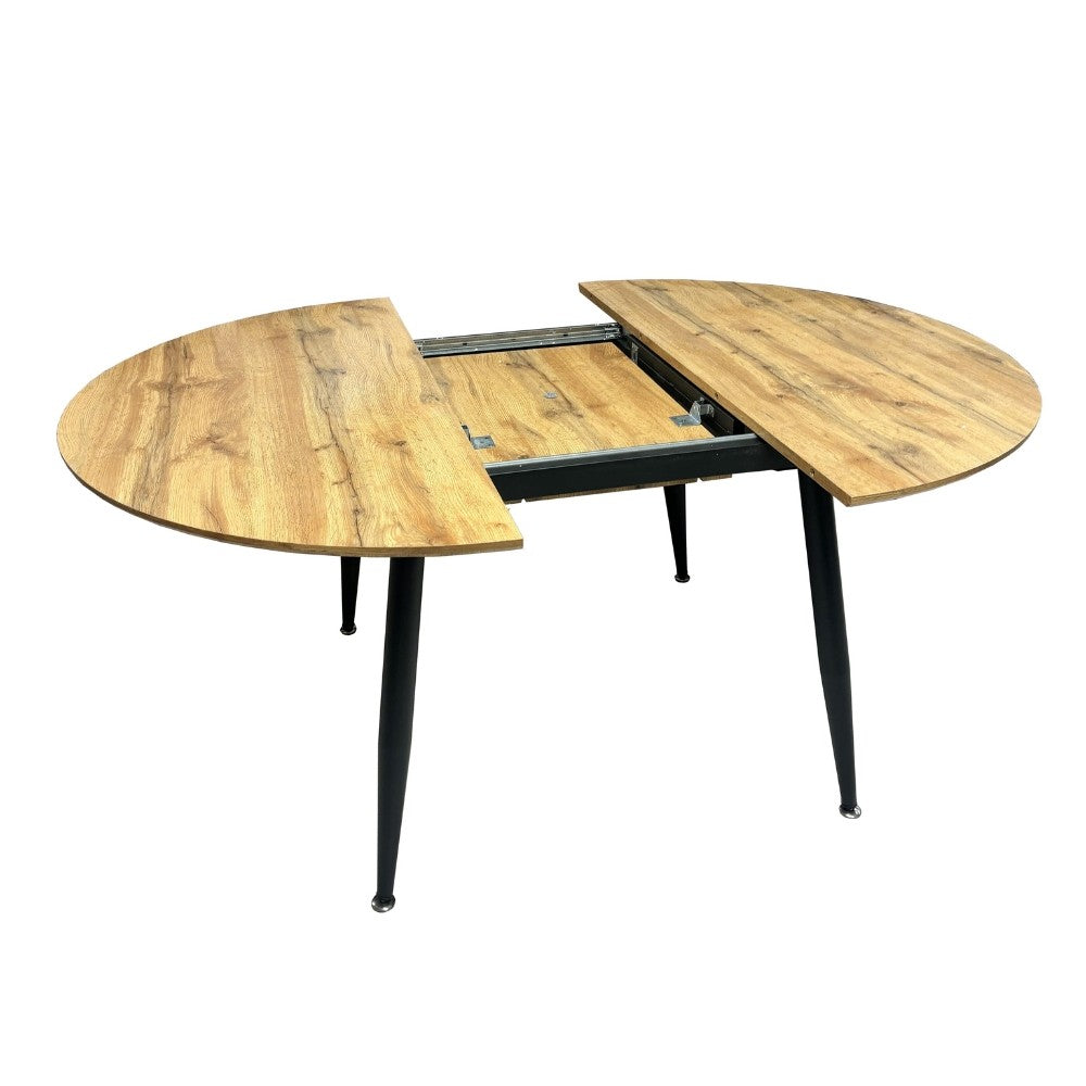 Tavolo Cordelia allungabile colore piano rovere gambe colore nero