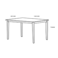 Tavolo Dori in legno colore bianco H 73.8x140x80 cm.