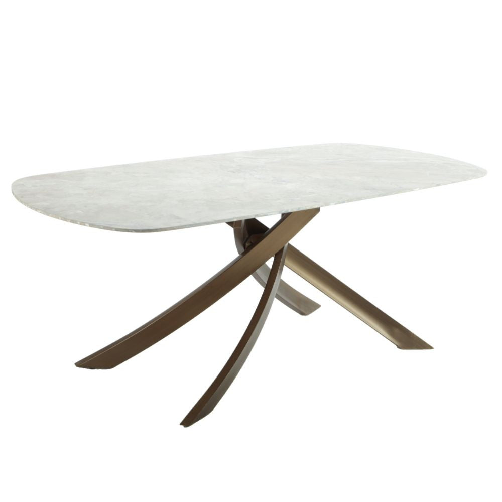 Tavolo fisso Borbone in ceramica colore marrone senna lucido e gambe ottone