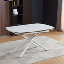 Tavolo girevole allungabile Astrid con piano in ceramica bianco opaco con gambe colore bianco