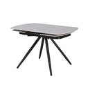 Tavolo girevole allungabile Kitti con piano in ceramica larice beige e gambe in metallo nero