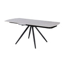Tavolo girevole allungabile Kitti con piano in ceramica larice beige e gambe in metallo nero