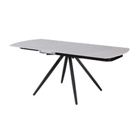 Tavolo girevole allungabile Kitti con piano in ceramica larice beige e gambe in metallo nero