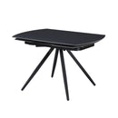 Tavolo girevole allungabile Kitti con piano in ceramica nero opaco e gambe in metallo nero