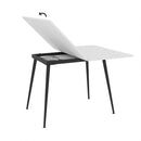 Tavolo girevole allungabile Lilis con piano colore bianco frassinato e gambe in metallo nere