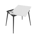 Tavolo girevole allungabile Lilis con piano colore bianco frassinato e gambe in metallo nere