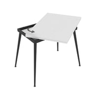 Tavolo girevole allungabile Lilis con piano colore bianco frassinato e gambe in metallo nere