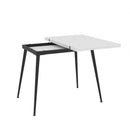 Tavolo girevole allungabile Lilis con piano colore bianco frassinato e gambe in metallo nere