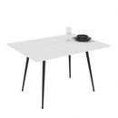 Tavolo girevole allungabile Lilis con piano colore bianco frassinato e gambe in metallo nere