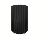 Tavolo Olympus con piano effetto marmo travertino e struttura in legno nero