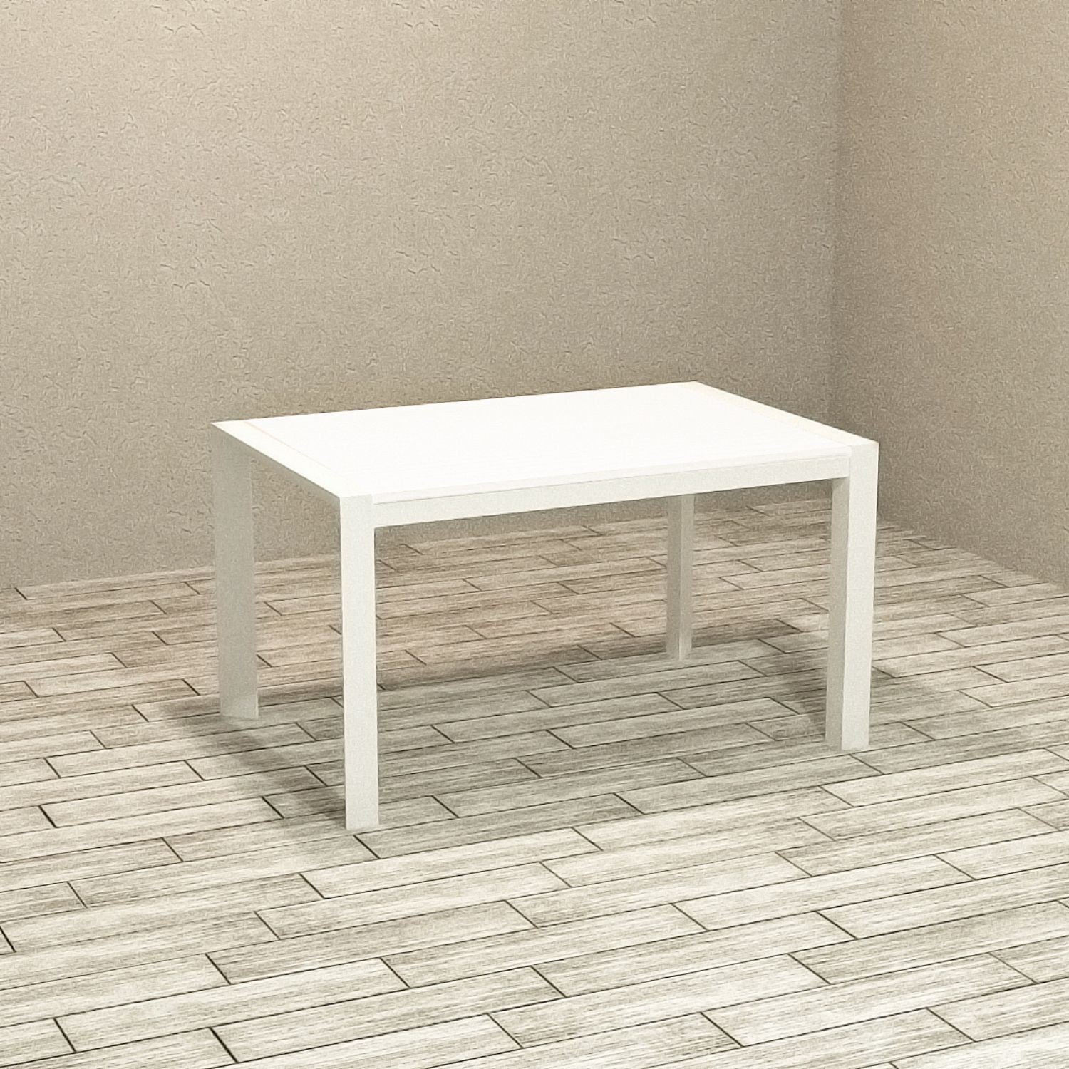 Tavolo rettangolare allungabile Golia 130x80 struttura tortora e piano bianco larice