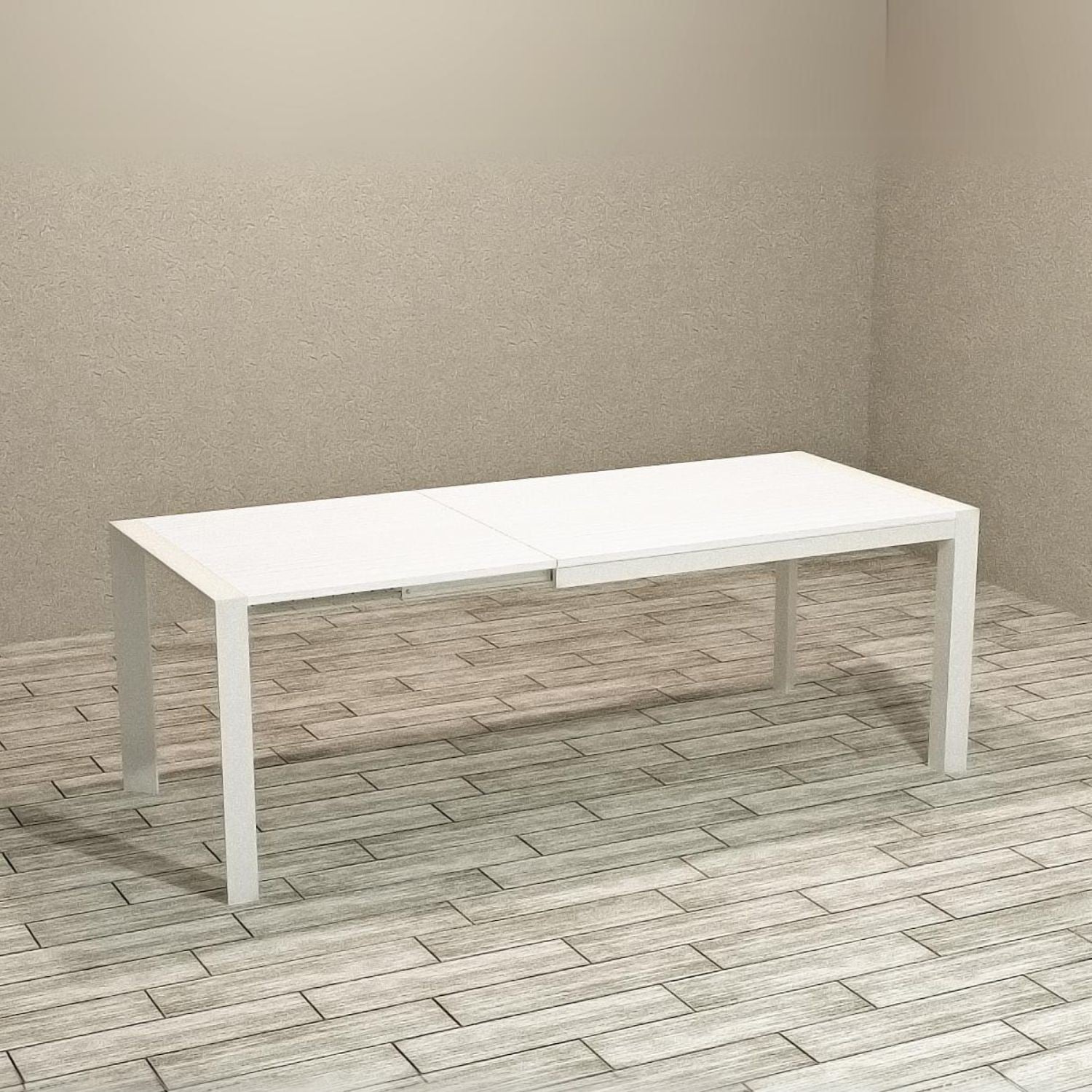 Tavolo rettangolare allungabile Golia 130x80 struttura tortora e piano bianco larice