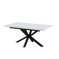 Tavolo rettangolare allungabile Rob con piano bianco e gambe in metallo nero