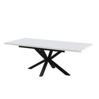 Tavolo rettangolare allungabile Rob con piano bianco e gambe in metallo nero