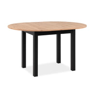 Tavolo rotondo allungabile Coburg 100 in piano quercia e struttura nera 100x76x100 cm.