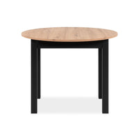 Tavolo rotondo allungabile Coburg 100 in piano quercia e struttura nera 100x76x100 cm.