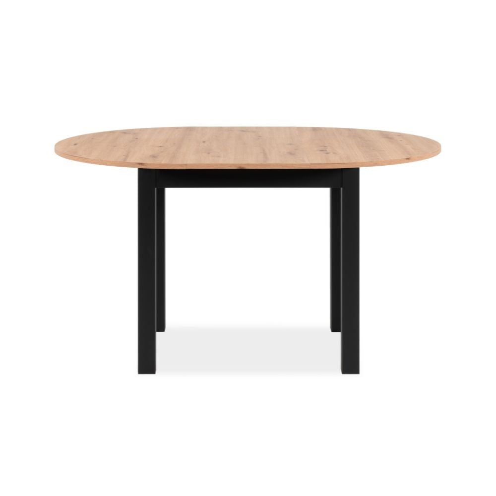 Tavolo rotondo allungabile Coburg 100 in piano quercia e struttura nera 100x76x100 cm.