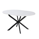 Tavolo rotondo allungabile Rut con piano colore bianco e gambe in metallo nero