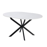Tavolo rotondo allungabile Rut con piano colore bianco e gambe in metallo nero