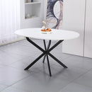 Tavolo rotondo allungabile Rut con piano colore bianco e gambe in metallo nero