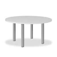 Tavolo tondo Manila con gambe in acciaio verniciato alluminio e piano colore bianco 120x120 cm.