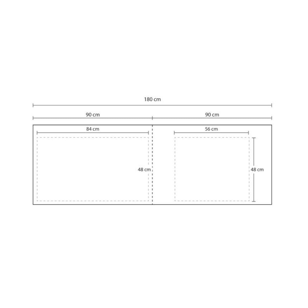 Top bordato per cucina forato verso destro in travertino 180x60x3.8 cm